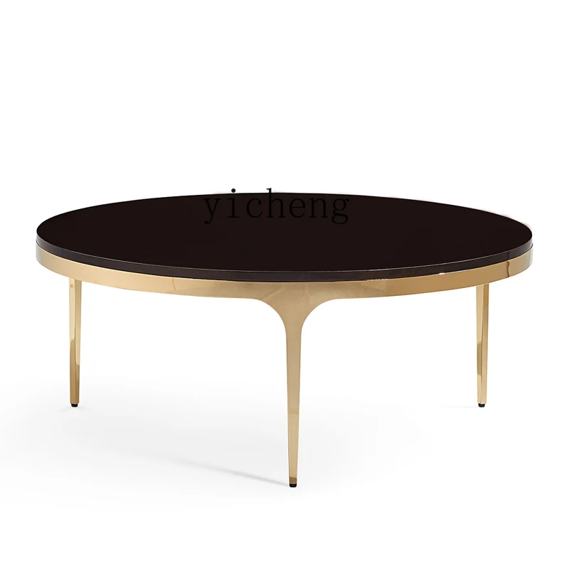 

ZC Nordic Post-Modern Minimalist Marble Side Table round Sofa Tempered Glass Corner Table