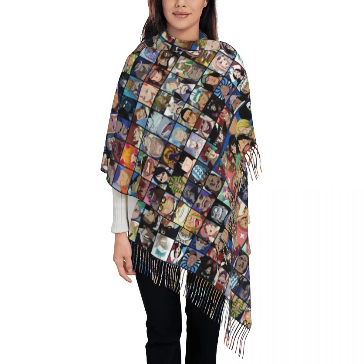 

Mugiwara One Pieces Tassel Scarf Women Soft Classic Japanese Anime Manga Shawls Wraps Female Winter Scarves