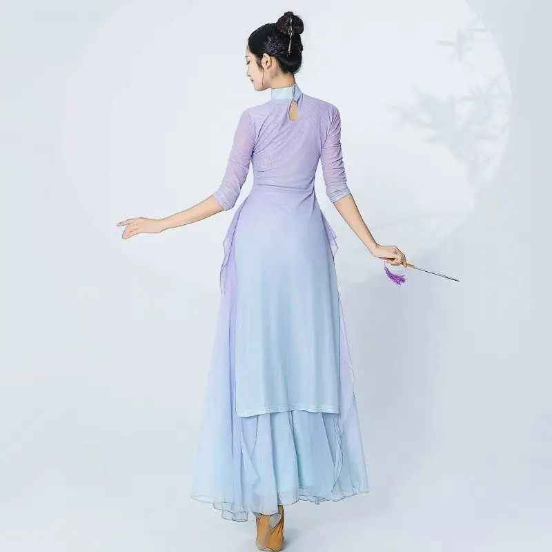 Chinese Classical Dance Folk Practice Clothe Traditional National Tang Suit Hanfu Clothing Elegant Female Modern Dancing Costume