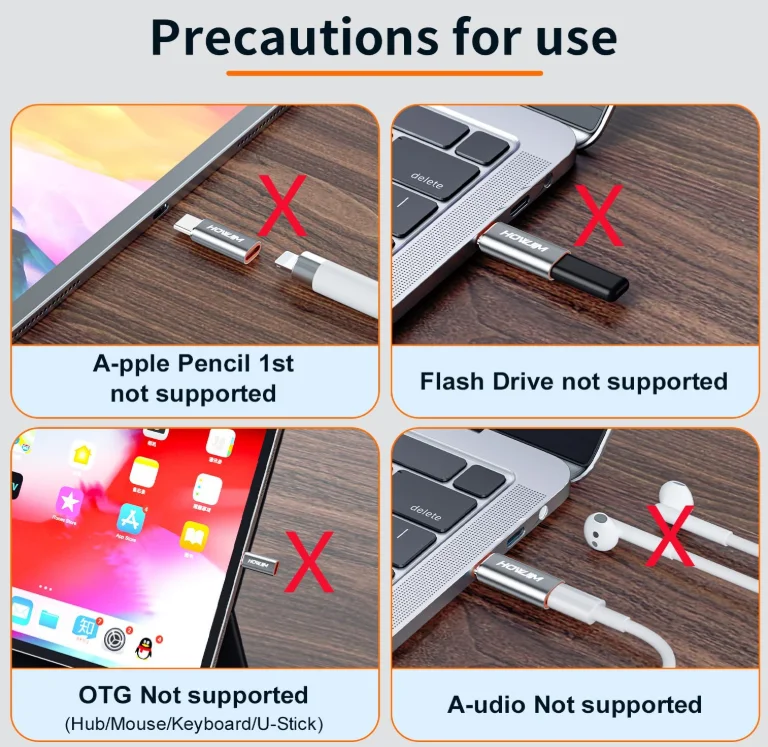 Fast Charging USB-C to Lightning Adapter Pack - 4 Count, 480Mbps Data Transfer, Charger Converter, Note: Not