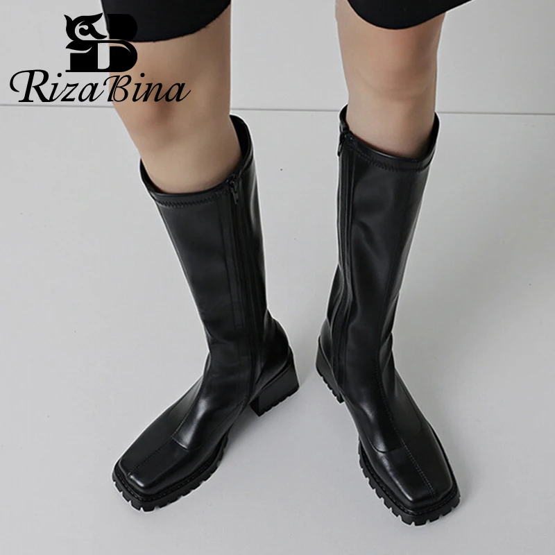 

RIZABINA 2023 Women'S Long Boots Thick Bottom New Arrival Winter Shoes Non-Slip Knee Boots Stylish Female Footwear Size 34-39