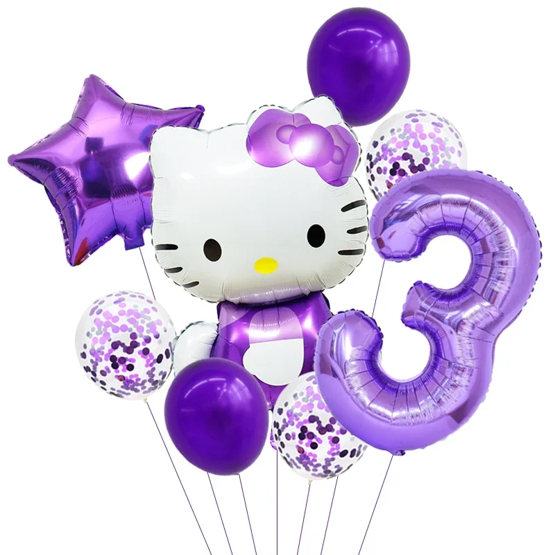 12 Stück Kitty Folienballons - Geburtstagsdeko Für Mädchen Mit Helium Geeignet