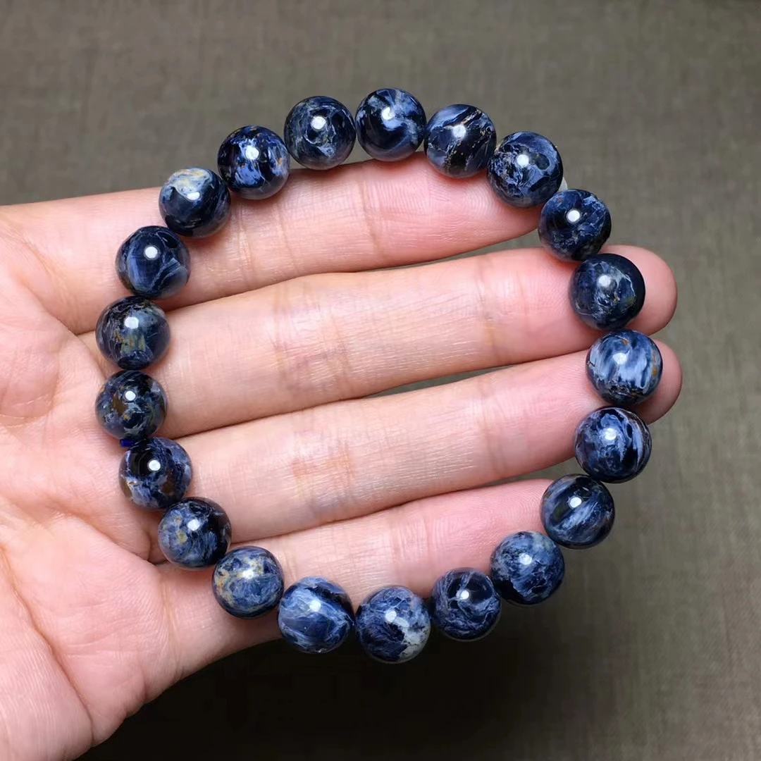 

Natural Blue Pietersite Chatoyant Round Beads Bracelet Bangle Fashion 9mm Namibia Fashion Jewelry AAAAA
