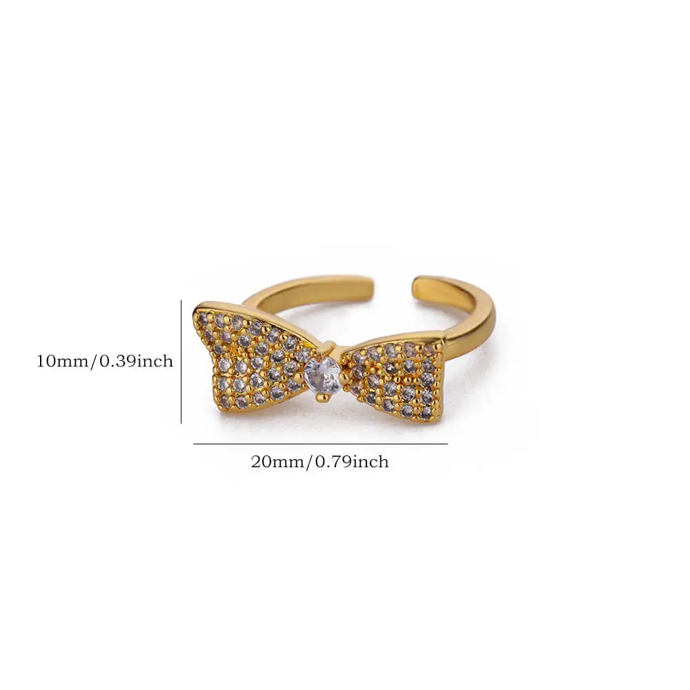 Zircon Butterfly Rings Stainless Steel Adjustable 2024