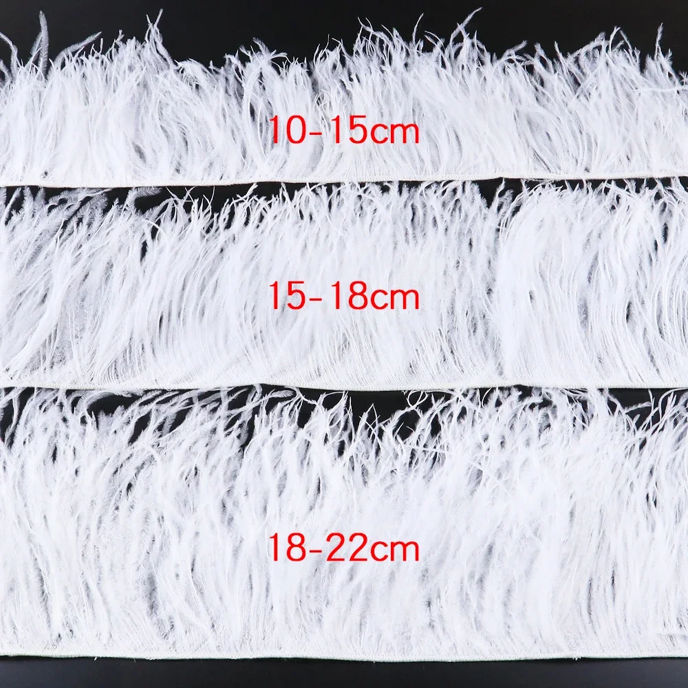 Rifiniture in piuma di struzzo di alta qualità con frange in piuma bianca naturale rifiniture in nastro per abiti da festa accessori da sposa per cucire 1 M - immagine 4