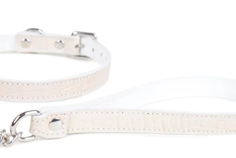 Bdsm Collar With Chain Genuine Leather Choker For Couples_voghion.com