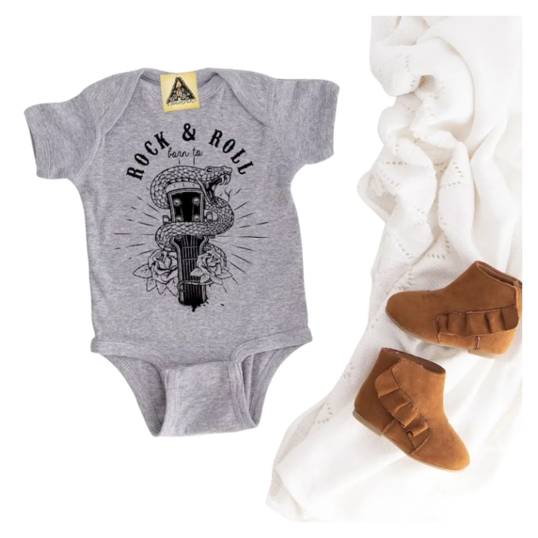 Rock And Roll Baby Snake Baby Body Chitarra Baby Gift Sonaglio E Roll Body West Body Gift