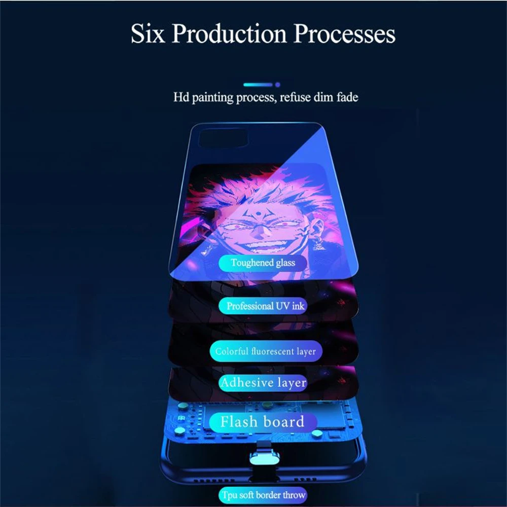 2025 coole Anime Voice Call Flash leuchtende LED-Telefonhülle für Samsung S25 S24 S23 S22 S21 S20 FE Note 10 20 Plus Ultra – Detail 15