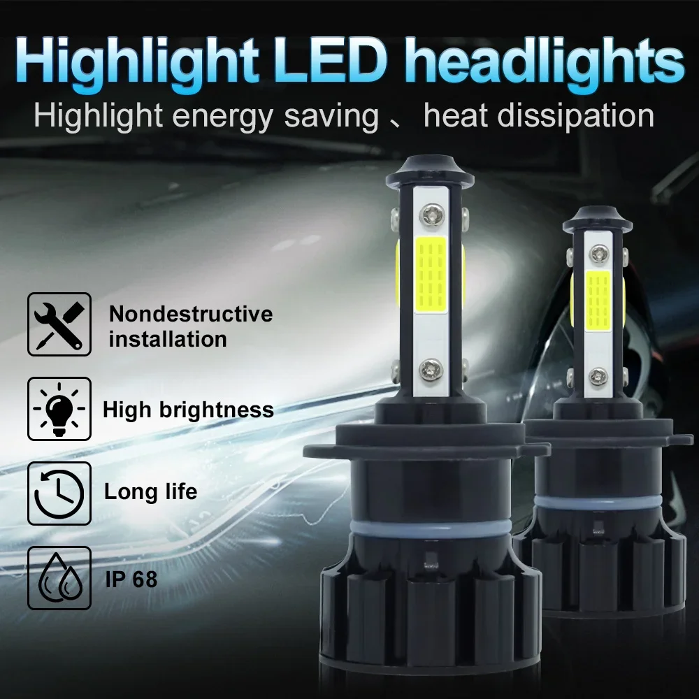 

H7 LED Headlight Fog Light Bulbs 5202 9006 H11 H10 8000LM 12W White 6000K 12V Bright DRL Car Head Light