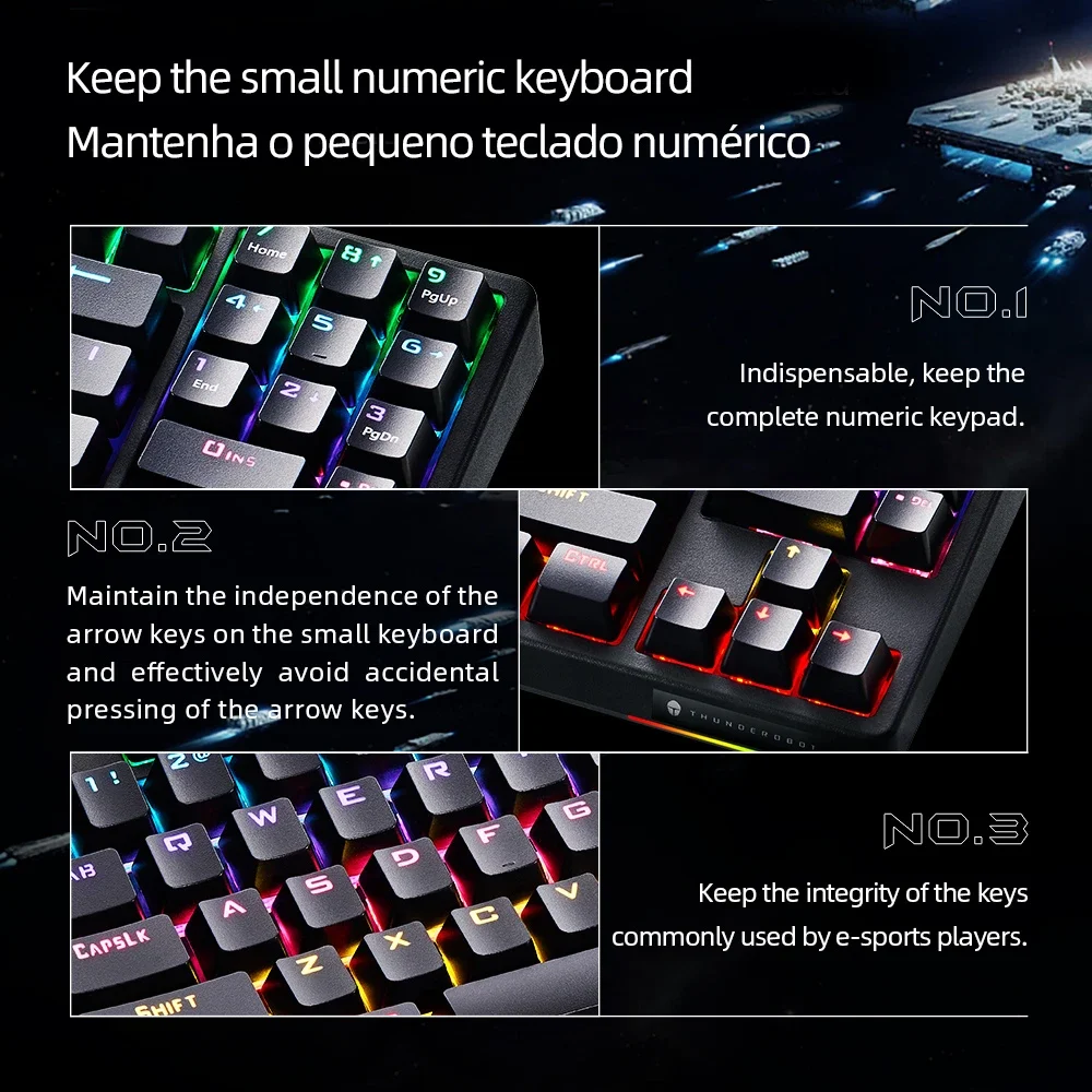 Teclado Mecânico com Fio 89 Teclas Interruptor Vermelho Interruptor Azul Rgb Gaming Teclados para Gamer Thunderobot-kg3089 - Imagem 4