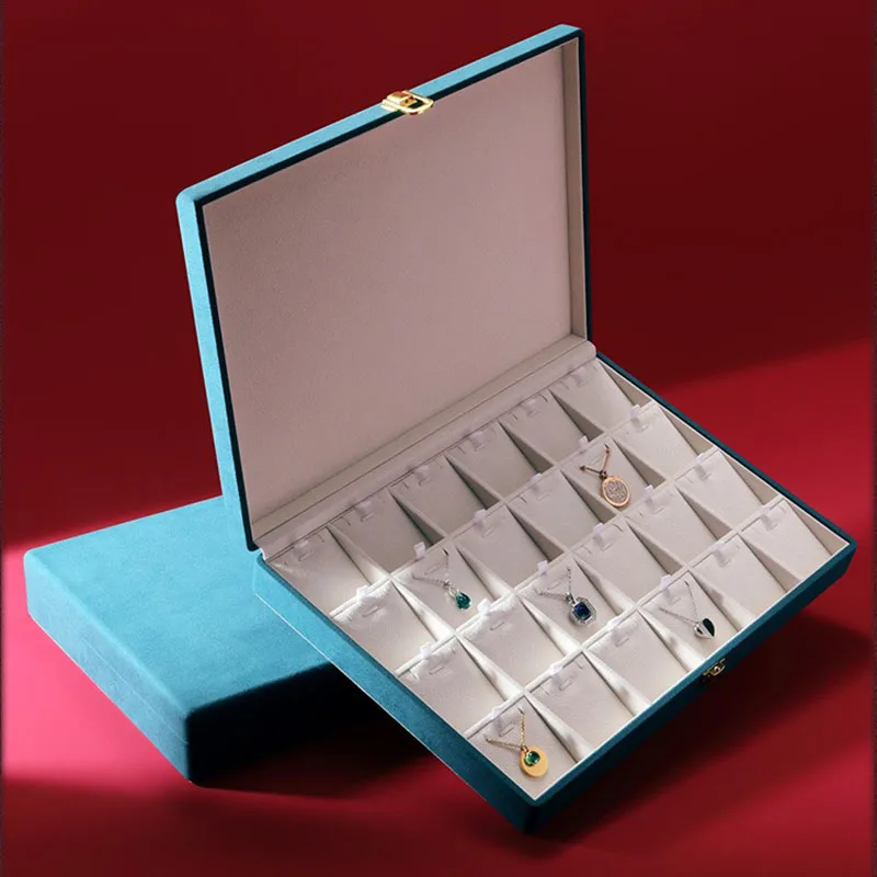 Microfiber Jewelry Storage Box Ring Necklace Bracelet Big Size Trinkets Set Organizer Boxes with Lock Jewelry Display Accessory