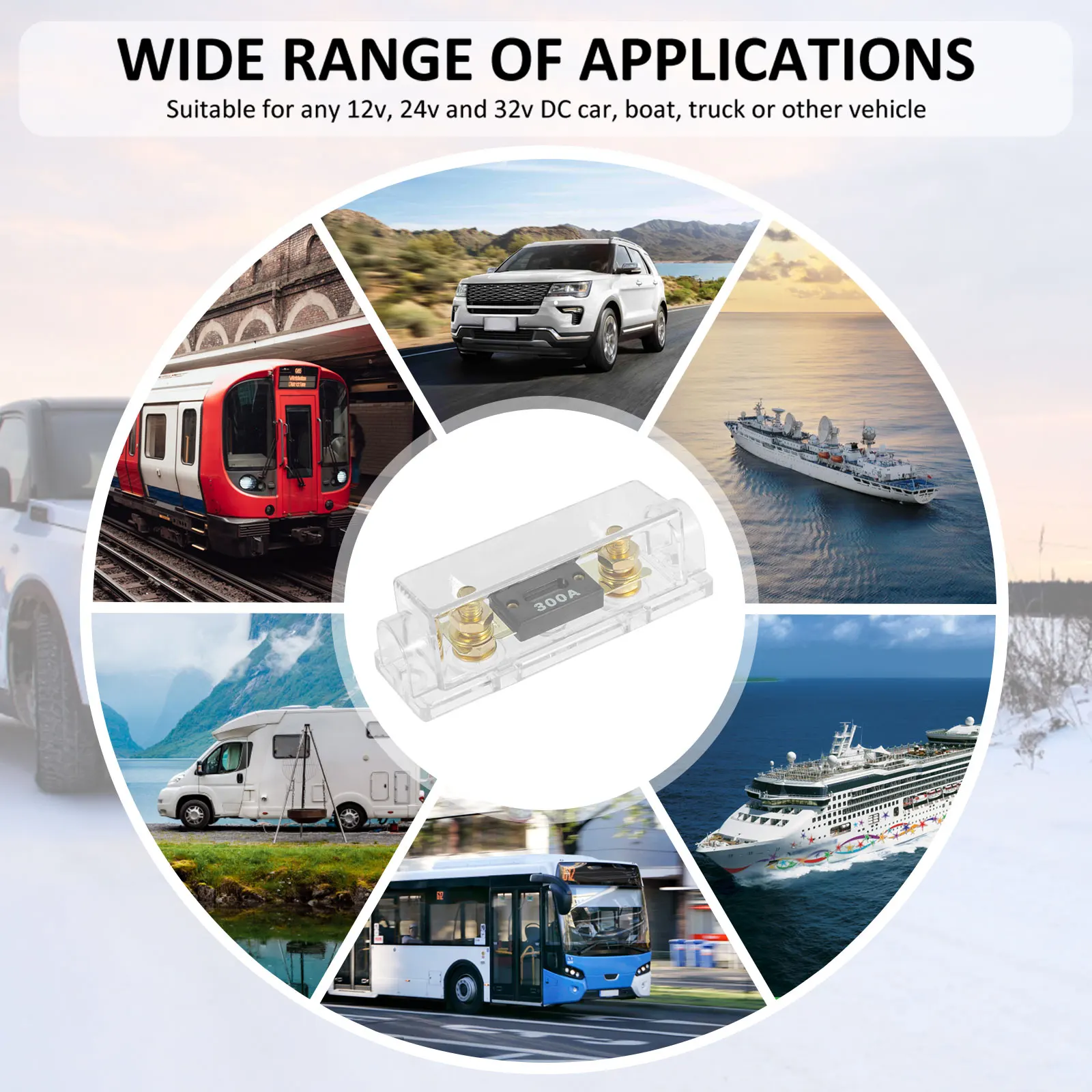 32V Car Blade Fuse Holder Transparent Case ANL Fuse Holder 1/0 /2/4AWG Auto Fuse Block for Car Audio Amplifier Solar System