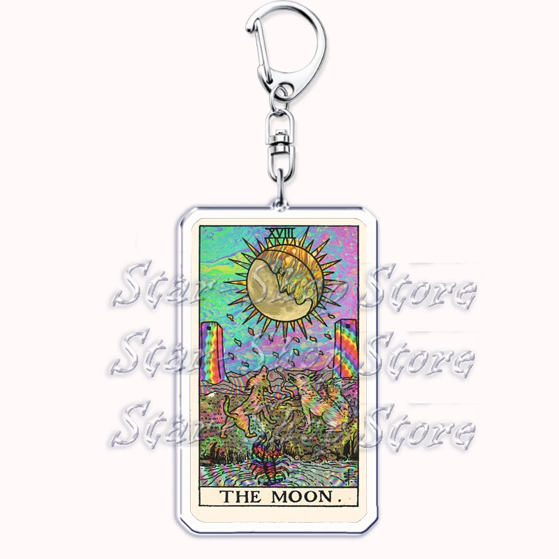 Beliebte Kultur Halloween Tarot Karte Schlüsselanhänger für Zubehör Mond Luna Tod Schlüsselanhänger Schmuck Fans Liebhaber Freunde Leser Geschenke – Detail 20