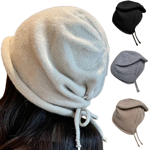 

New Fashion Cute Beanie Hat Autumn and Winter Warm Japanese Knitted Pile Caps Men Ear Protection Tie Pullover Women's Hats gorro