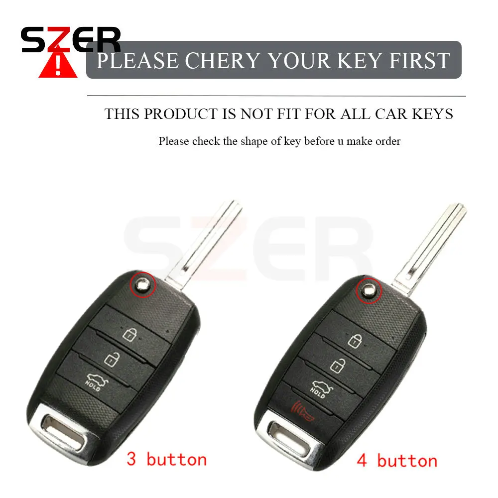 Enhanced TPU Car Flip Key Case Cover - 3/4 Button Protection