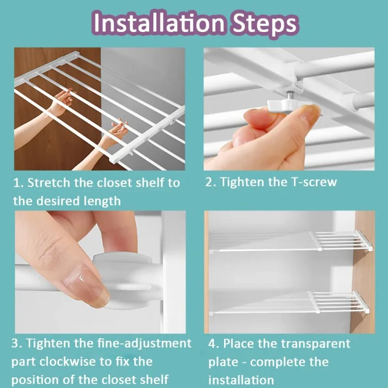 Adjustable Storage Shelf Retractable Wardrobe Divider Layers Board Bathroom Cabinet Shelves Kitchen Dish Racks Home Organizer