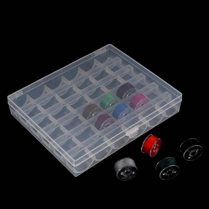 

36 Spools Empty Bobbins Sewing Machine Bobbin Case Organizer Storage Plastic Box