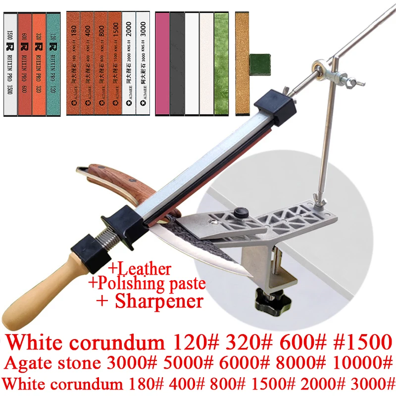 Fixed Knife Sharpener Professional Sharpening Stone Kitchen Grinding System Angle Honing Diamond Grinder 120-5000# Whetstone Set 