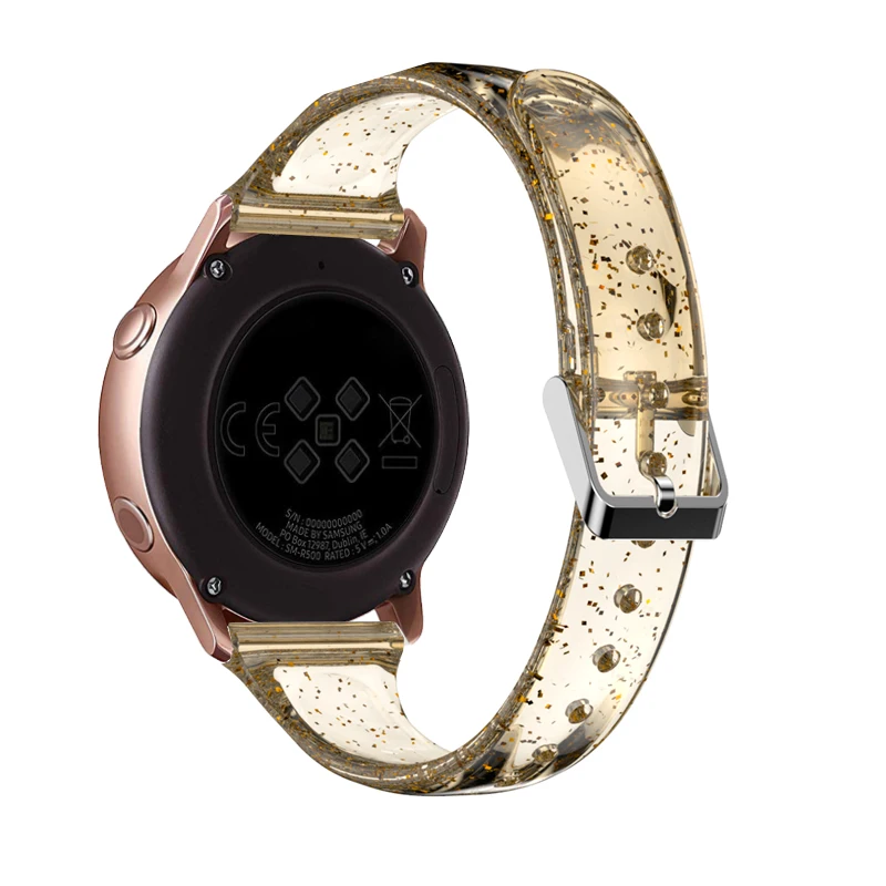 20mm 22mm Glitter Transparent Strap TPU Replacement Band for Samsung Galaxy Watch 42mm 46mm Active2 Huawei Watch GT2 Amazfit GTS