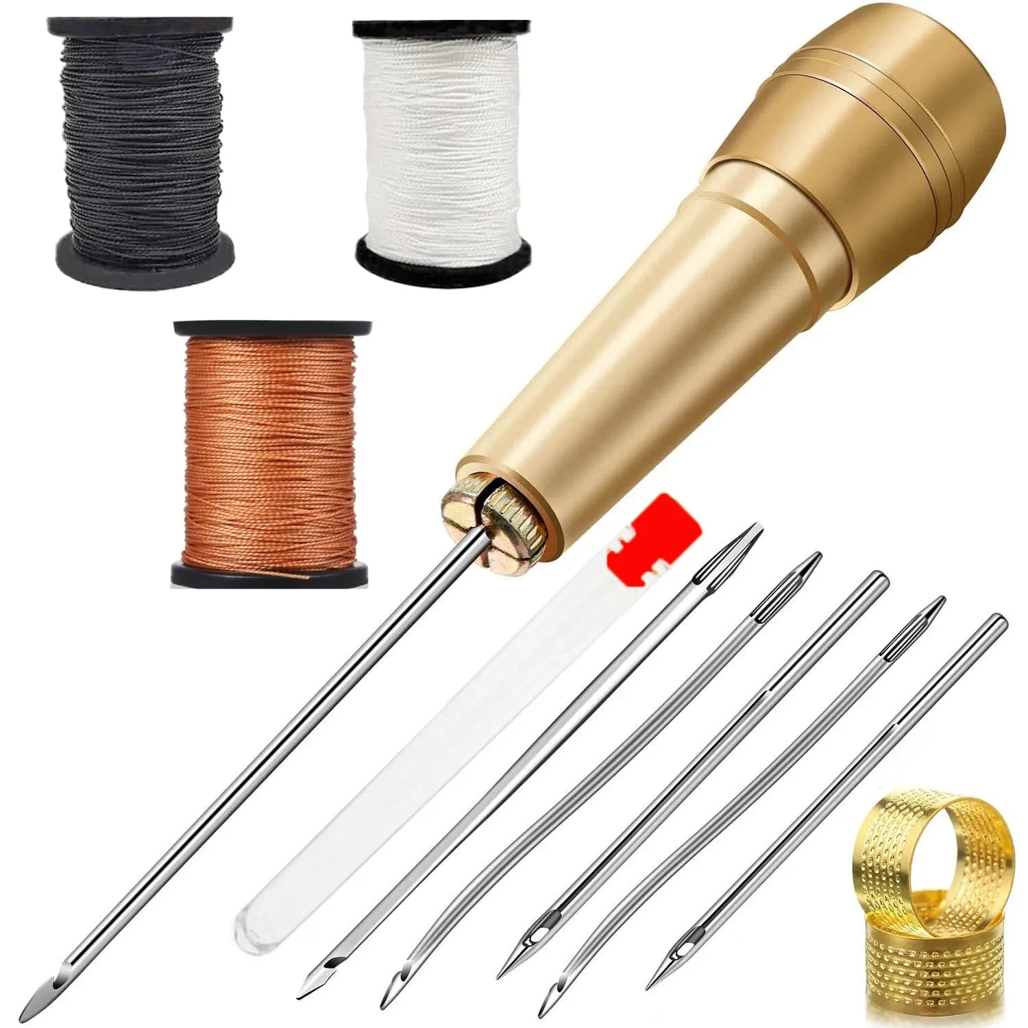 Leather Sewing Kit Sewing Needles Leather Sewing Awl Set 3 Color Thread For Canvas Tent Shoes Repair
