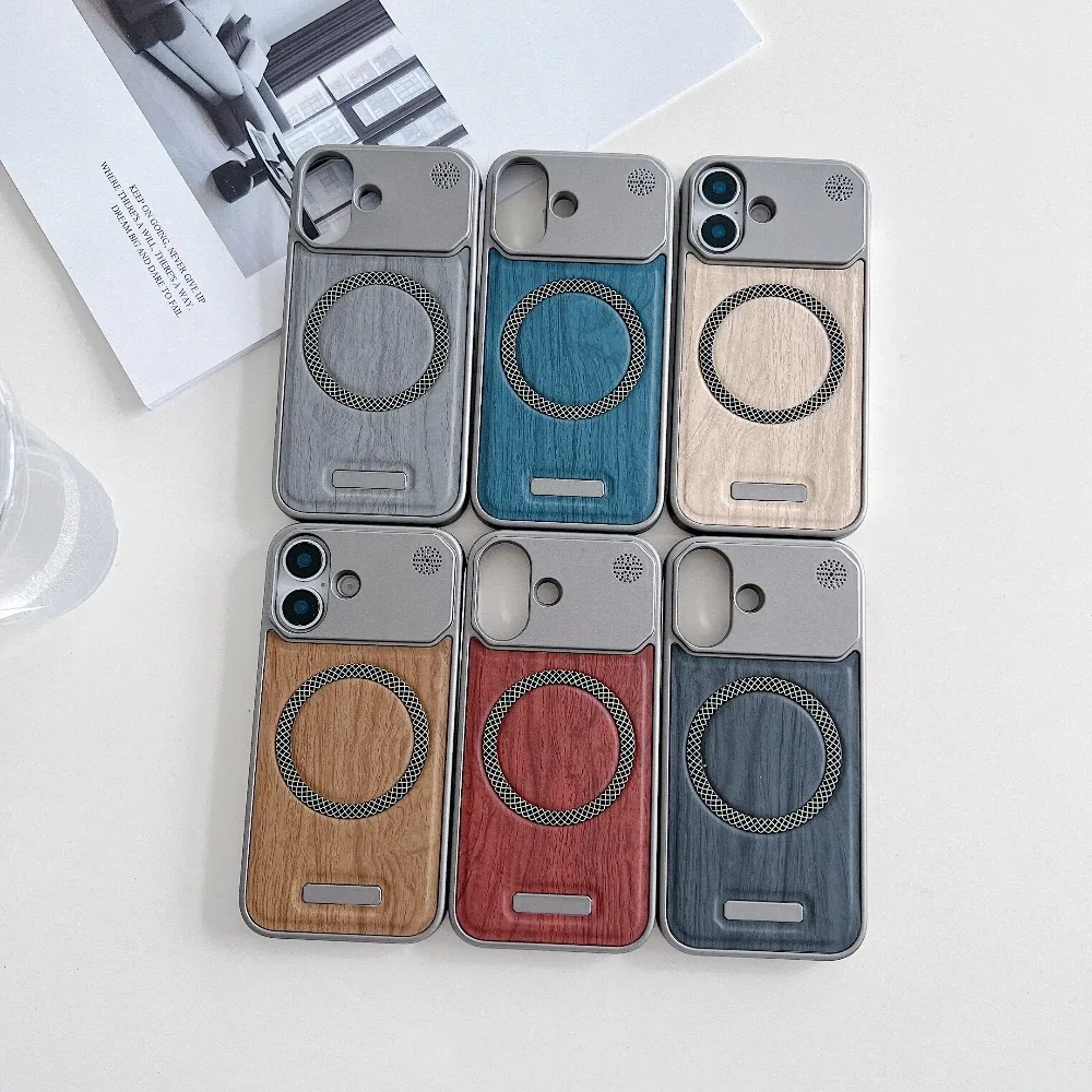 iPhone Wood Grain Magnetic Leather Case 4