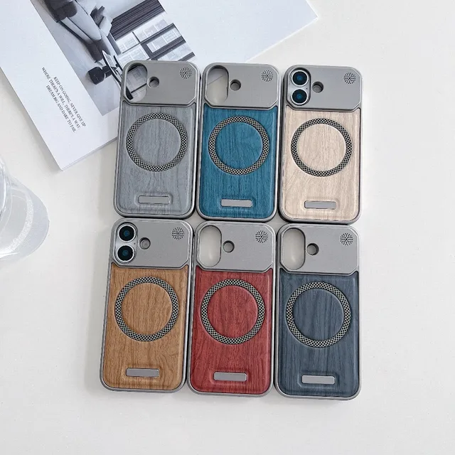 iPhone Wood Grain Magnetic Leather Case 4