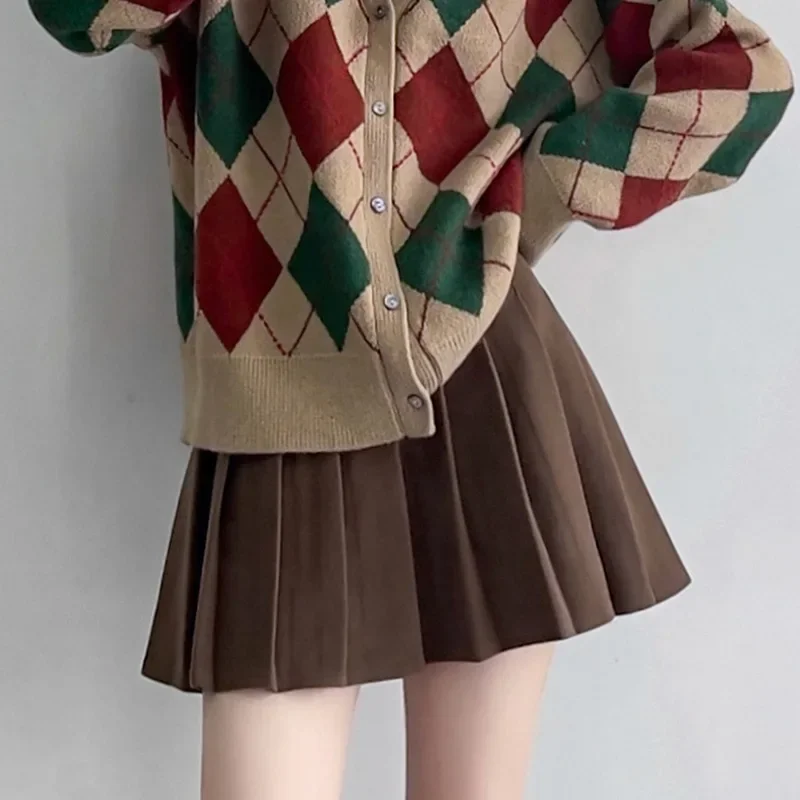 High-waisted Slimming Mini Dress For Pregnant Women Autumn Winter Pleated Skirt Women's Outerwear A- line Hip Support Skirt