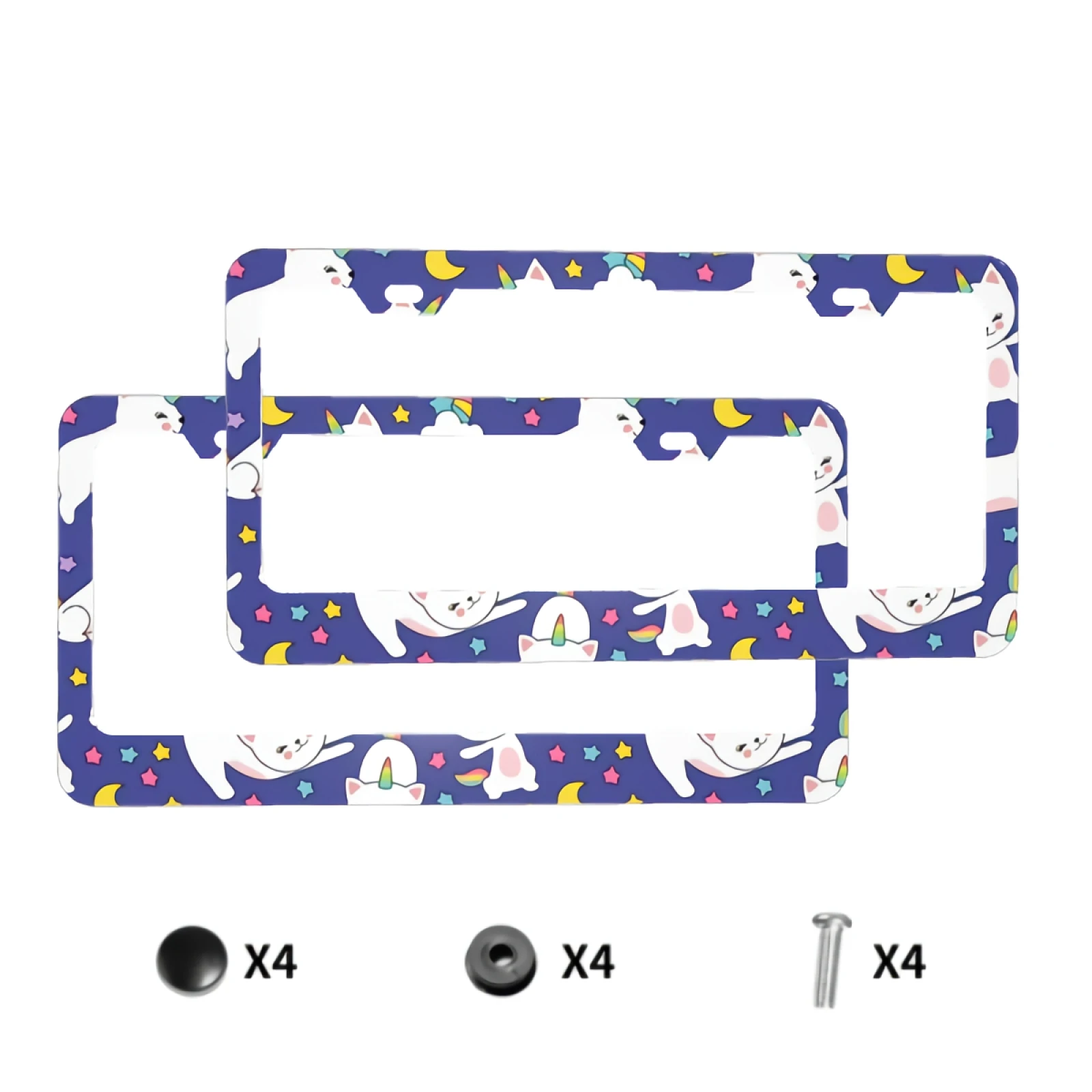 

License Plate Frames - 2 Pack Cute Cats License Plate Covers Universal Car License Plate Holder Licenses Tag with Screw Caps