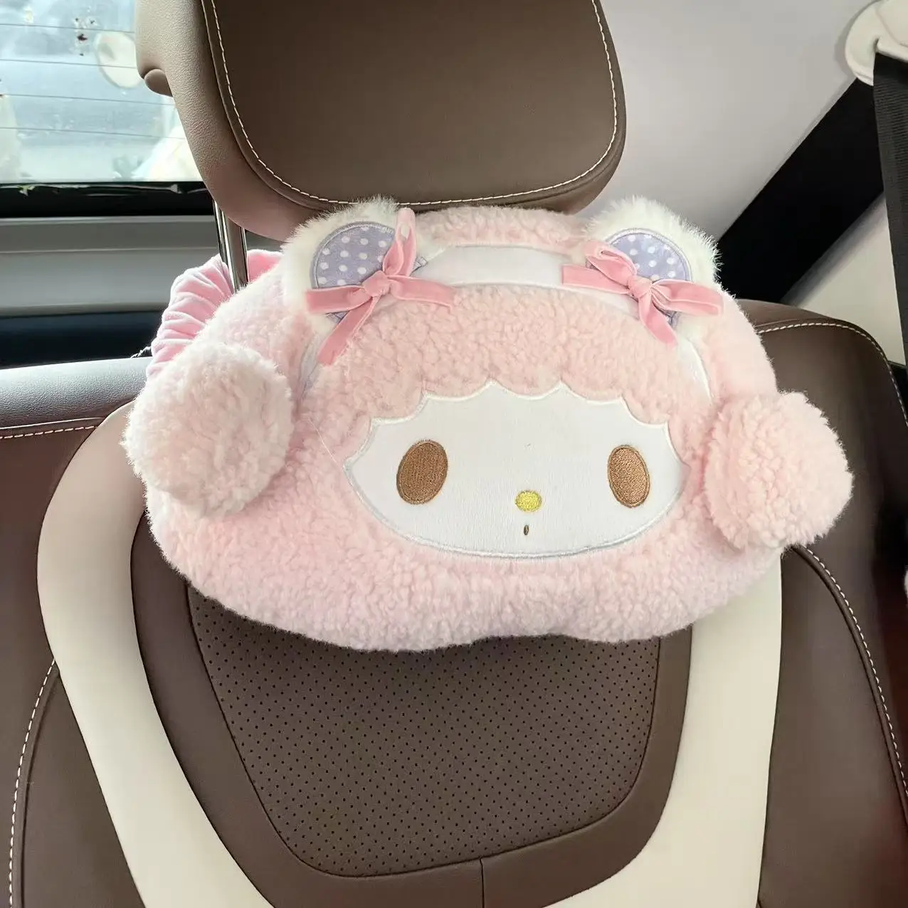 Comfortable Sanrio My Melody Headrest Pink Sweet Piano Back Cushion Car Seat Belt Cover Car Accessories Throw Pillow Girl Gifts