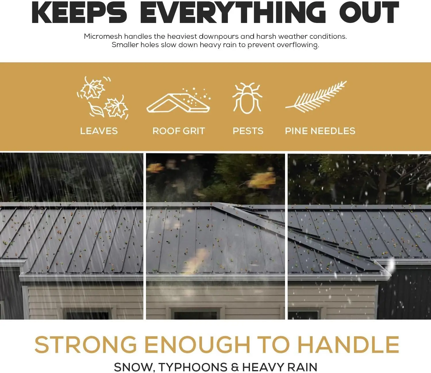 Micromesh 6 inch Gutter Guards Leaf Protection 50 Feet Royal Brown Stainless Steel Mesh Aluminum Gutter Covers