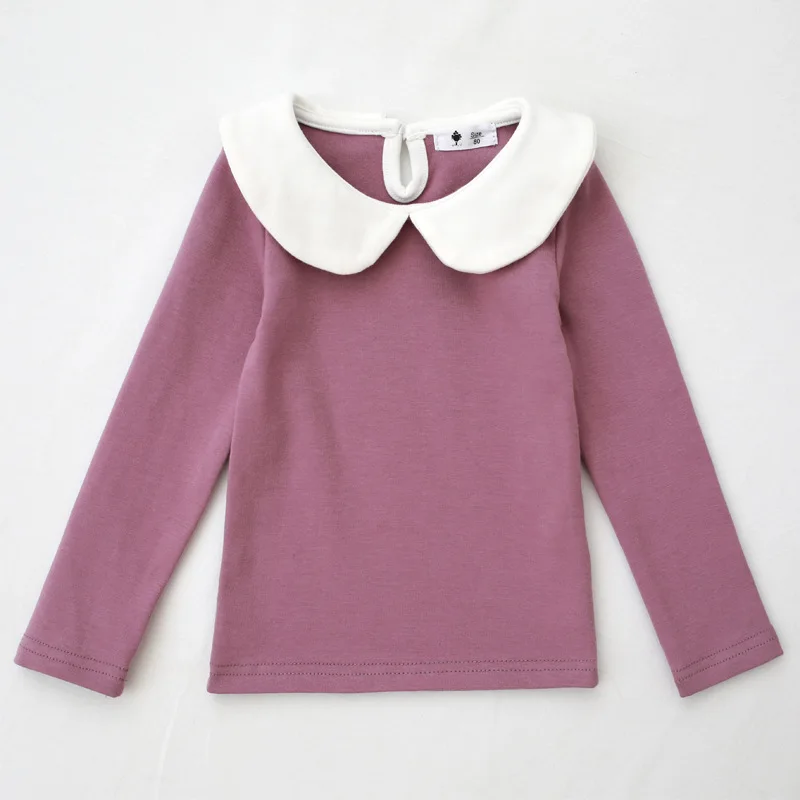 Toddler Kids Baby Girls Cotton shirt Long Sleeve Solid Tops Spring Autumn Girls Basic Tee Shirt RT508