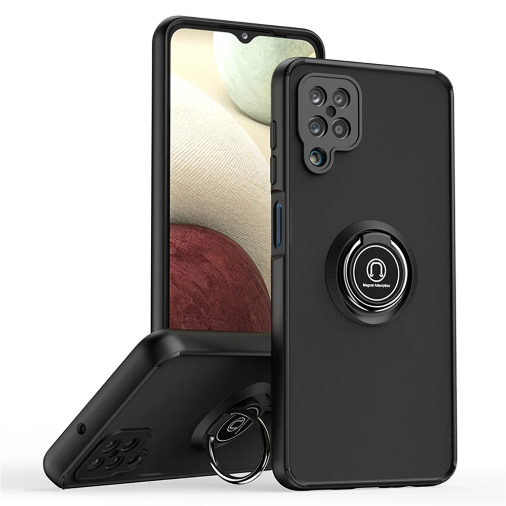 Shockproof Matte Case with Metal Ring Holder Cover