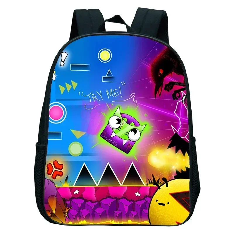 Angry Geometry Dash Kindergarten Backpacks Boys Girls Rucksack Anime Small Bookbag Kids Cartoon School Bags Children Backpack 3