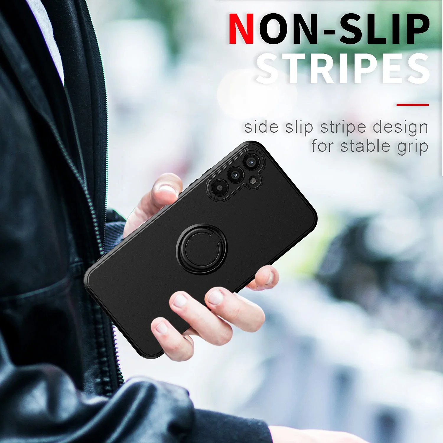 Magnetic Holder Ring Case - Liquid Silicone Phone Cover