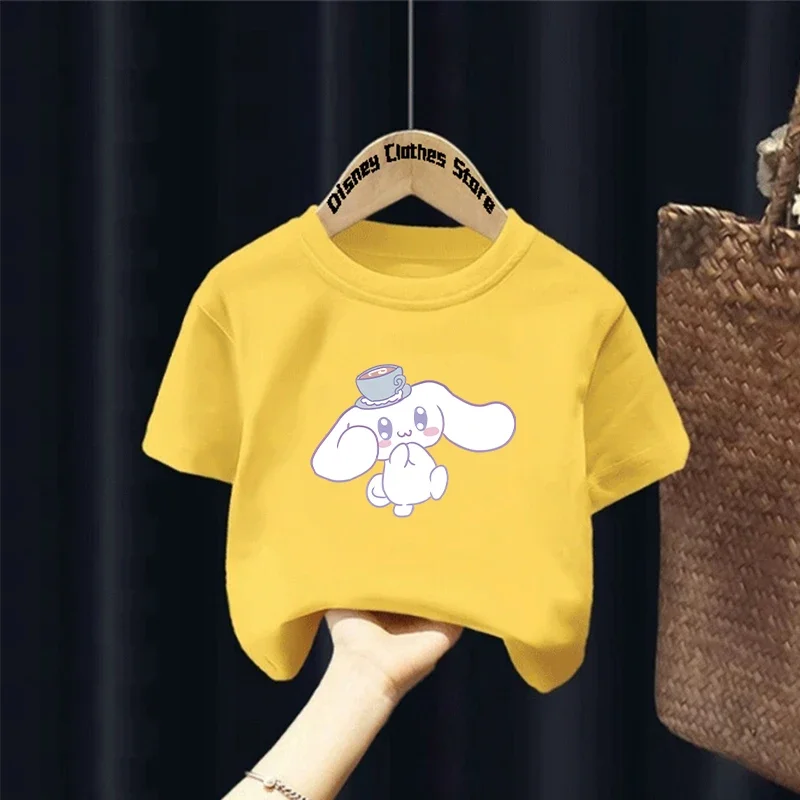 2024 Kids T-shirt cartoon printed graffiti Sanrio Laurel Dog Summer Boys and Girls Sports T-shirt top pants Multi-colored 6