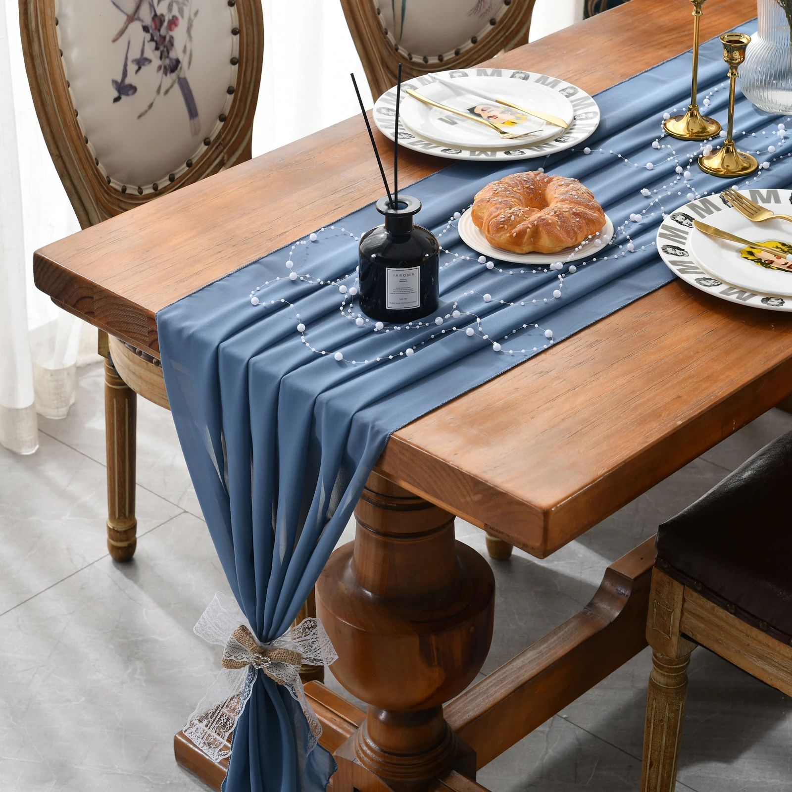 Long Chiffon Table Runner Haze blue For Wedding Party Christmas Banquets Bridal Home Table Arches Cake Table Decoration 73x305c 3