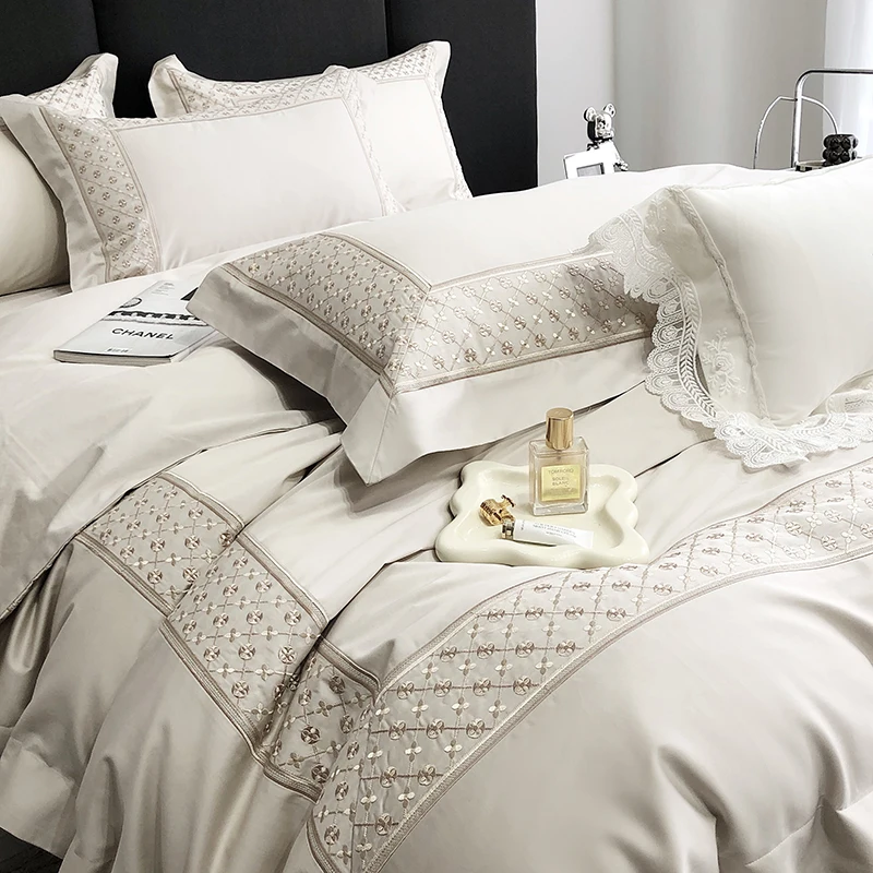 High Quality 1000TC Egyptian Cotton Bedding Set Embroidery King