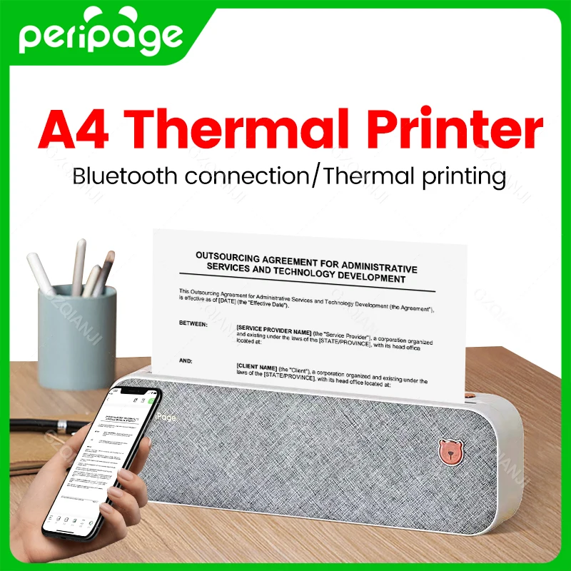 

Peripage A40 Portable A4 Printer Paper Mini Inkless Thermal Wireless Bluetooth Printer Maker for Phone Photo Document Office Use