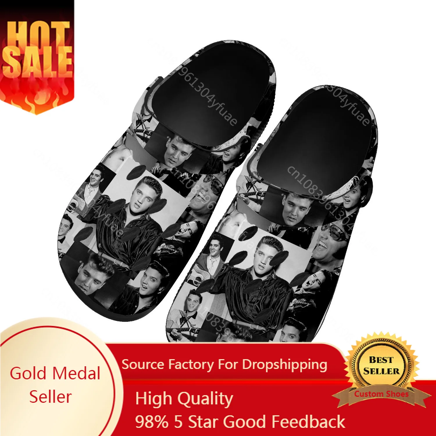 

Elvis King Hillbilly Cat Home Clogs Custom Water Shoes Mens Womens Teenager Aaron Shoes Clog Breathable Hole Slippers Presley