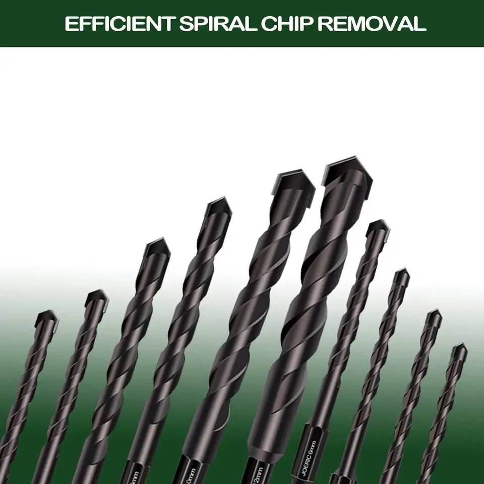 Juego De Brocas Hexagonal Cruzadas De 3-12mm Para Vidrio, Cerámica, Hormigón, Abridor De Agujeros, Ladrillo, Aleación Dura, Kit De Herramientas De Broca Triangular, Taladro De Metal - AliExprs