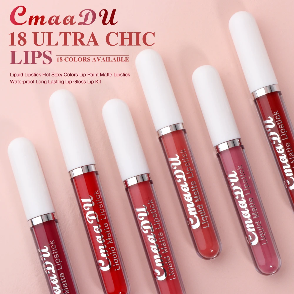 CmaaDu 6 Sticks Long lasting waterproof moisturizing non-stick cup mouth red matte lip gloss 6