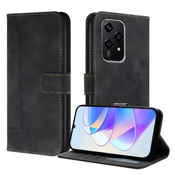 Leather Flip Wallet Phone Case with Card Slot - Honor 200 Smart (Black (HX - 03))