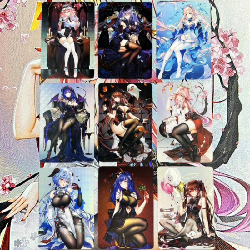 

9Pcs/Set Genshin Impact Cards ACG Anime Game Characters Self Made Yae Miko Keqing Ganyu Beelzebul Collection Card Anime Toy Gift