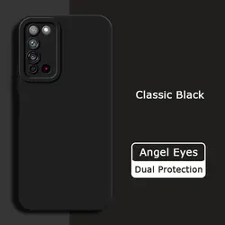 Angel Eyes Square Liquid Silicone Shockproof Phone Case - Soft Camera Protection & Fashionable Cover for Honor X10 5G (Classic Black)