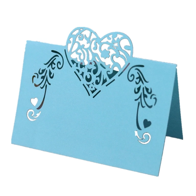 Rose Wedding Name Sign-in Station Card Laser Cut Love Heart Shape Place Cards Party Reception Table Seat Card for Business Desk