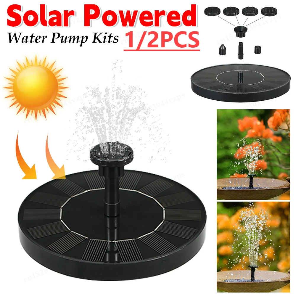 1/2PCS Waterfall Fountain Solar Water Fountain Set Pond Decor Outdoor Brushless Motor Solar Fountain Floating Solar Panel