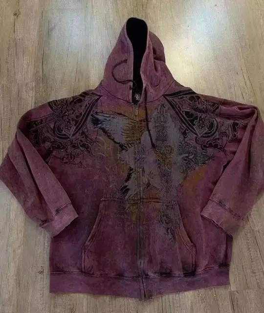 Y2k Zipper Hoodie Spade Gothic Punk Sportswear Wine Red Hoodie Harajuku Street Long Sleeve Oversized Jacket 1