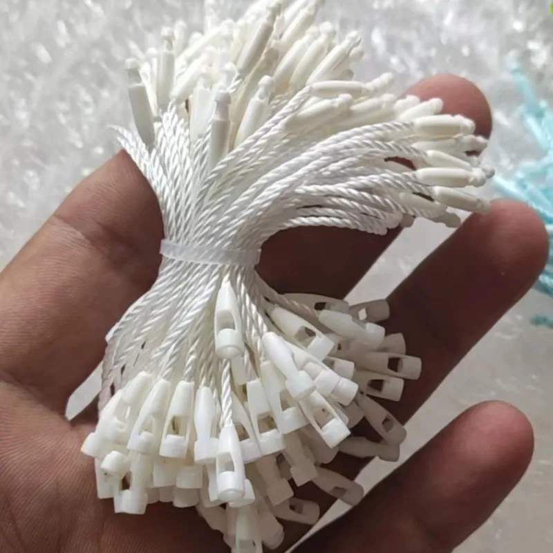 Black Rope polyester 8 CM Tag Strings White Snap Lock Pin Loop Tie Fasteners 3 inches length Blue Small Tags Cords polyester rope 1000PCS