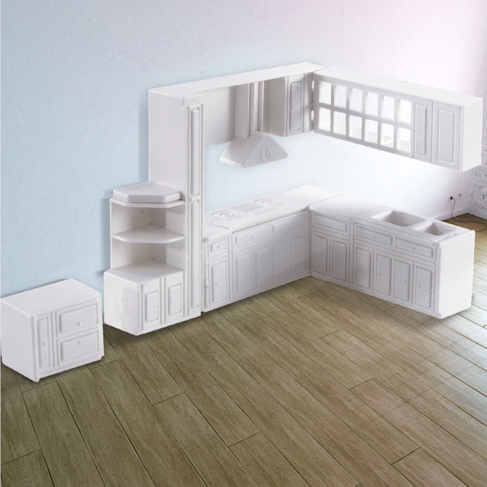 1:25 Miniature for Dollhouse Accessories Kitchen Cupboard Cabinet Plastic Model Toy Furniture Doll House Interior Decoration 6