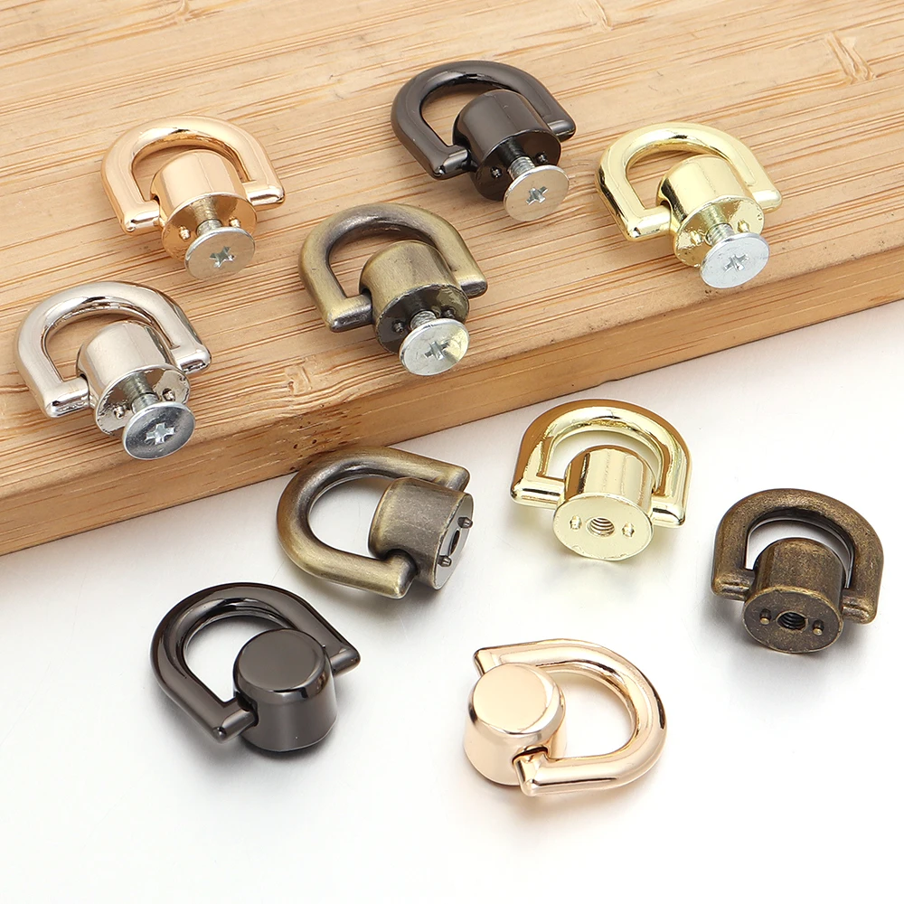 Set of 4 Metal D-Ring Stud Rivets for Leather Crafting and Accessories